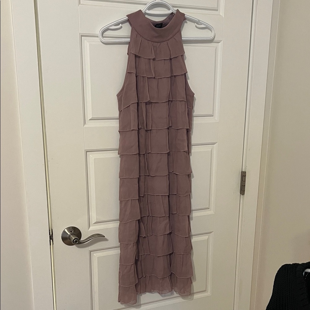 Elegant Dusty Mauve Sleeveless Tiered Dress